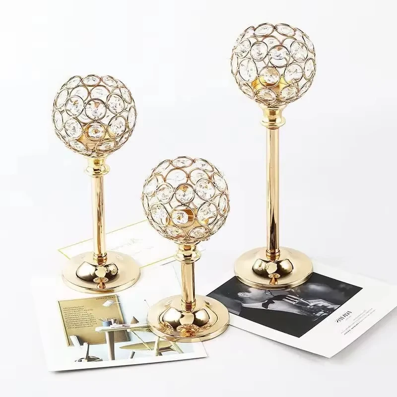 Crystal Candle Holder Modern Tealight Candlestick Home Christmas Party Candle Stand Wedding Dinning Table Centerpiece Decoration