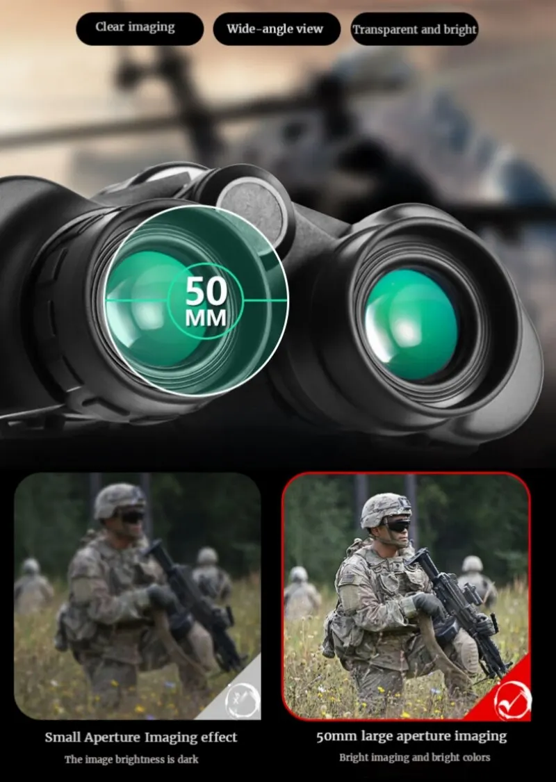 Binoculars Telescope Portable Binoculars Mini Binoculars 20x50 Professional High Power Binocular HD Long Range For Hunting Outdoor Camping Travel Military Equipment