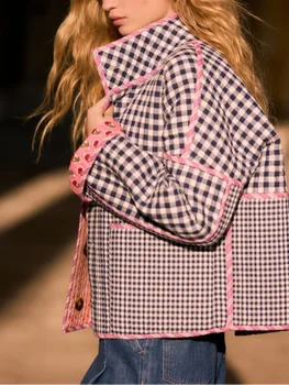 Stampa casual addensare indossare su due lati cappotto da donna elegante tasca con bottoni risvolto capispalla femminile 2025 giacche da donna autunno inverno 1