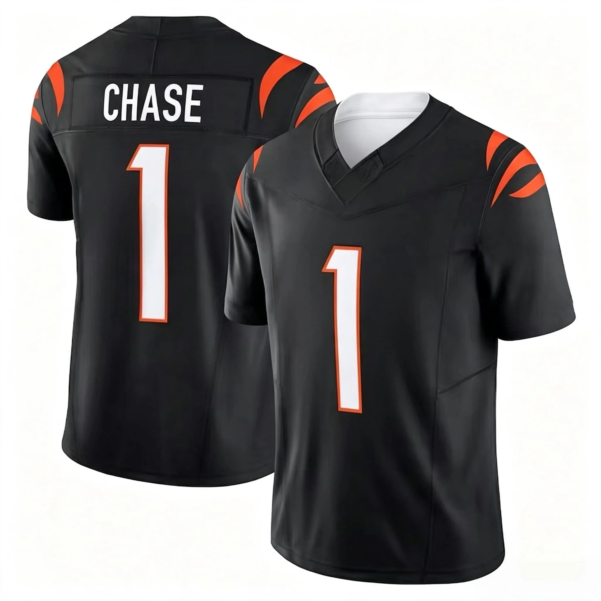 Männer # 1 Chase Schwarzes Fußballtrikot V-Ausschnitt Kurzarm Schnelltrocknend Sport-Oberteil für Männer Frauen Fans Match Sport-Shirts Familien-Set