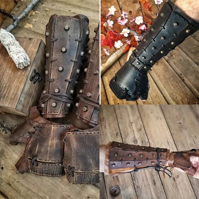 

Knight Wristband Gauntlet Halloween Party Wrist Guard for Men Cosplay Adjustable M6CD