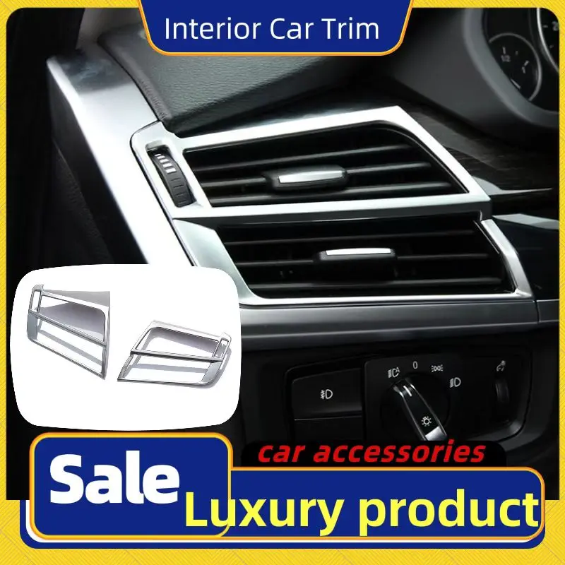 

ABS Matte Chrome Dashboard Side Air Condition Outlet Vent Frame Trim For BMW X5 F15 X6 F16 2014 2018 Accessories Car Styling