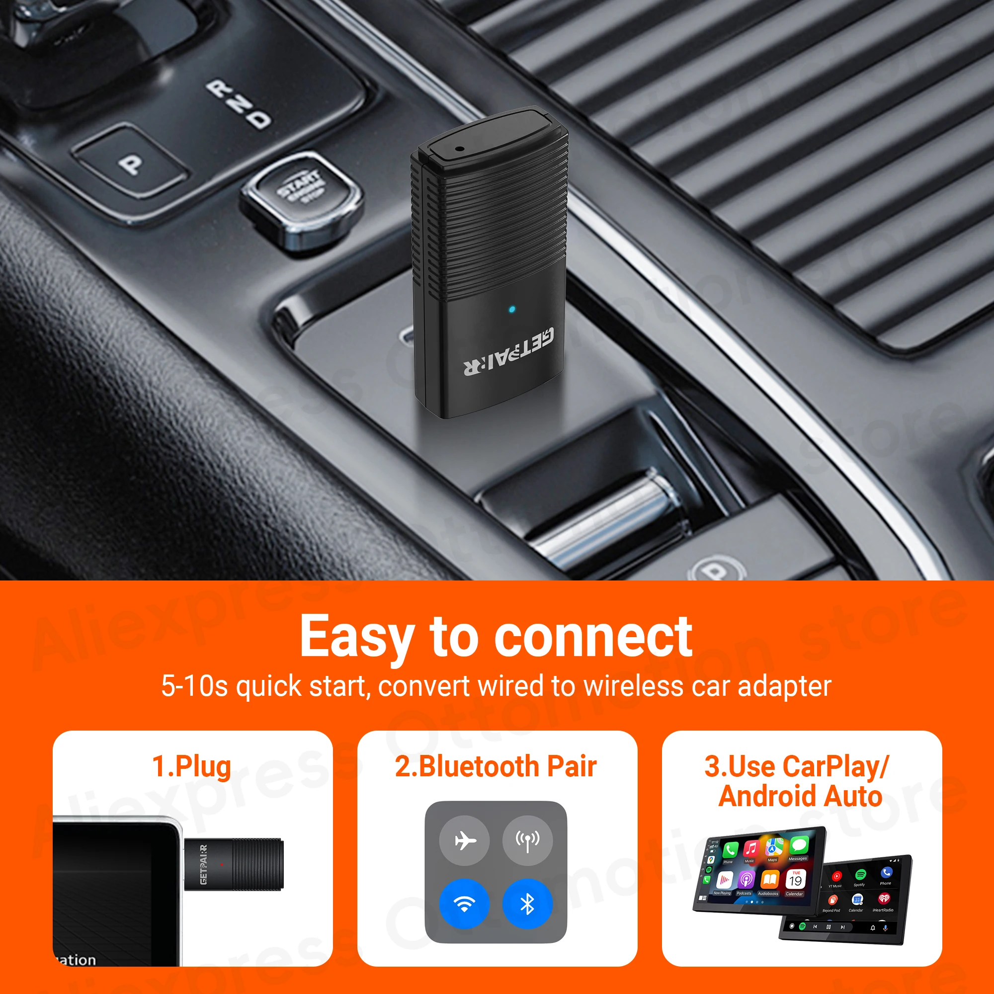 GetPairr Mini Adapter Wireless CarPlay Android Auto Dongle 2