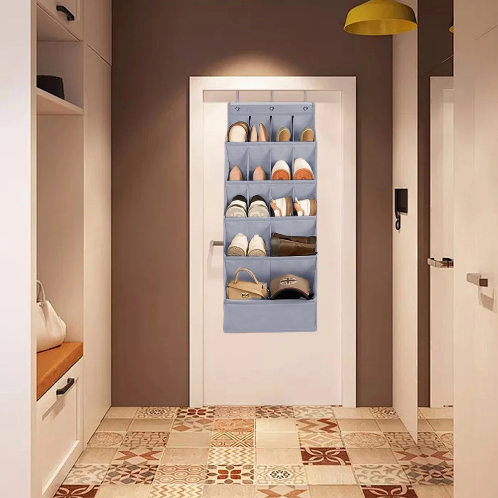 Over-the-Door Shoe Organizer Holds 12 Pairs Hanging Shoe Organizer Closet Shoe Organizer Door Shoe Storage Rack with Pockets