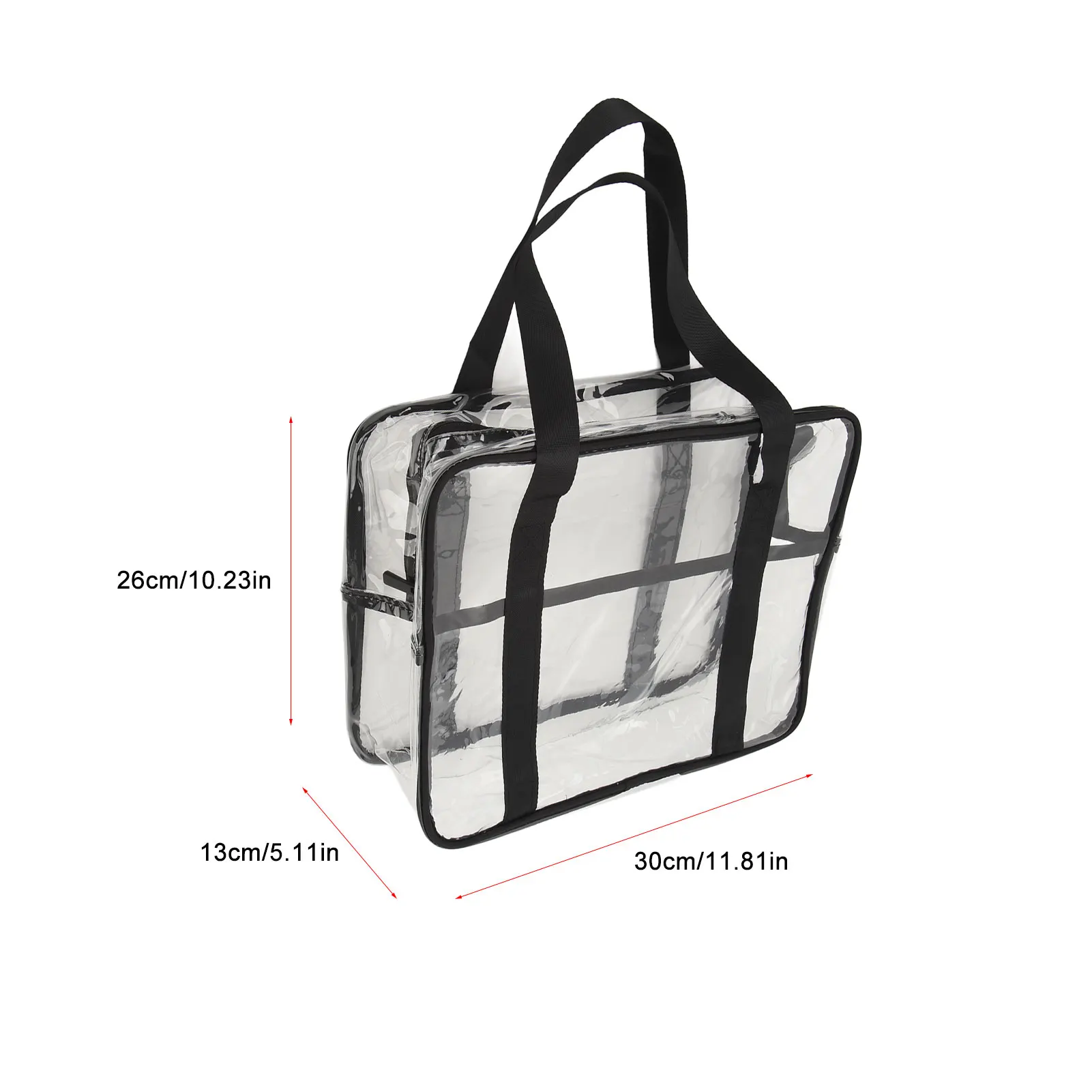 Clear Bag Black Multifunctional Clear Shoulder Handbag PVC Reinforced Fabric Seams with Adjustable Breathable Strap for Travel