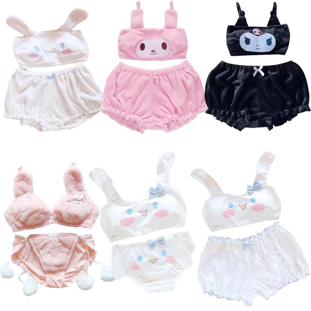 Kawaii Sanrioed Desenho Animado Outono E Inverno Kuromi Mymelody  Cinnamoroll Pijama Roupa Íntima Soutien Pequeno Diabo Sexy Home Cloth, roupa  kawaii 