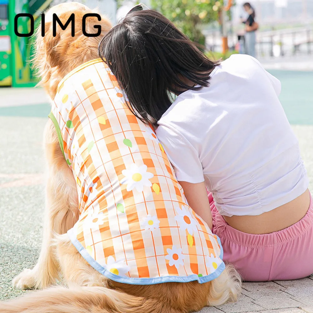 OIMG Summer Flower Print Large Dogs Clothes Labrador Golden Retriever