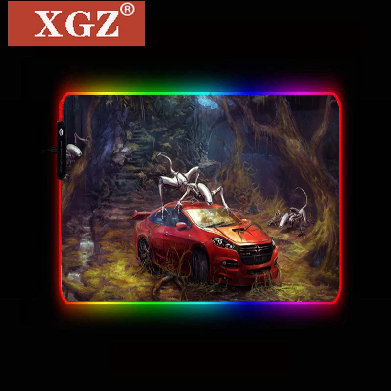 

XGZ LED Personality Creative Space Game Small Mouse Pad Player RGB Computer, with Backlit Carpet Non-slip Rubber 250x350mm