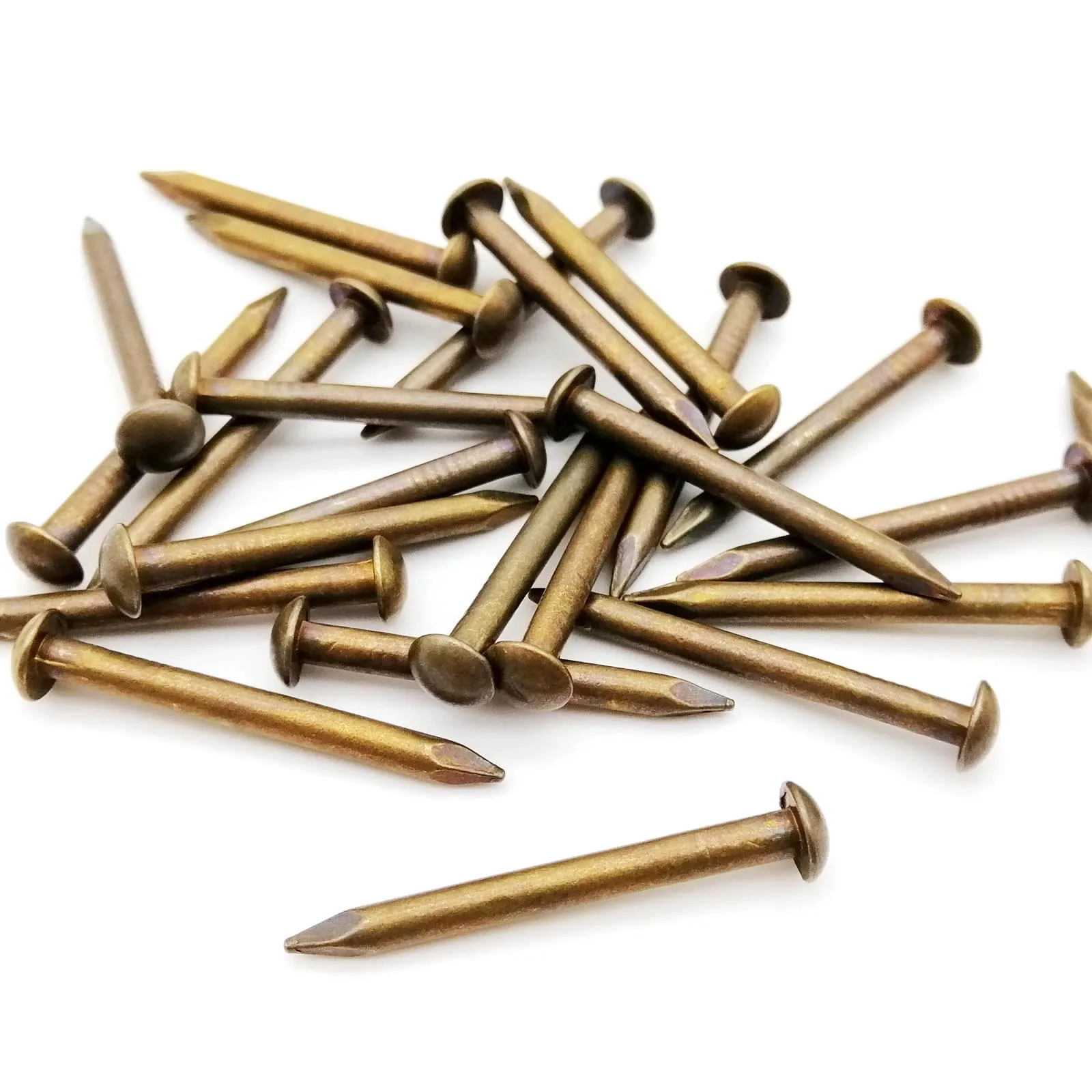 10/20/50/100pcs Antique Brass Bronze Dia 1.2 1.5 2 2.8mm Pure Copper Small Round Head Nail for Furniture Hinge Drum Jewelry Box Round Head Nails