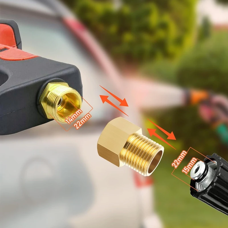High Pressure Washer Coupler Metric M22 15mm Male to M22 14mm Female Reducer Thread Connector Hose Garden Water Pipe Adapter 2