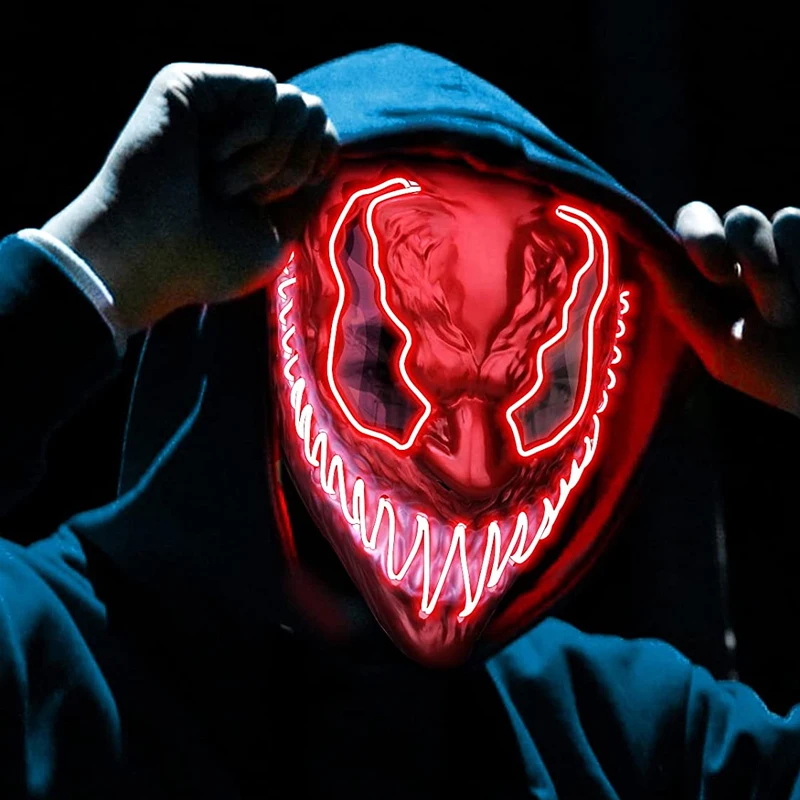LED Halloween Mask Scary Glowing Mask Cosplay Party Costume Boys Girls