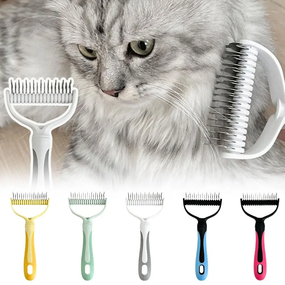 Cat Brush Cat Fur Knot Cutter Pets Hair Removal Comb Dog Grooming Shedding Tools Double-sided Knotting Comb For Pets