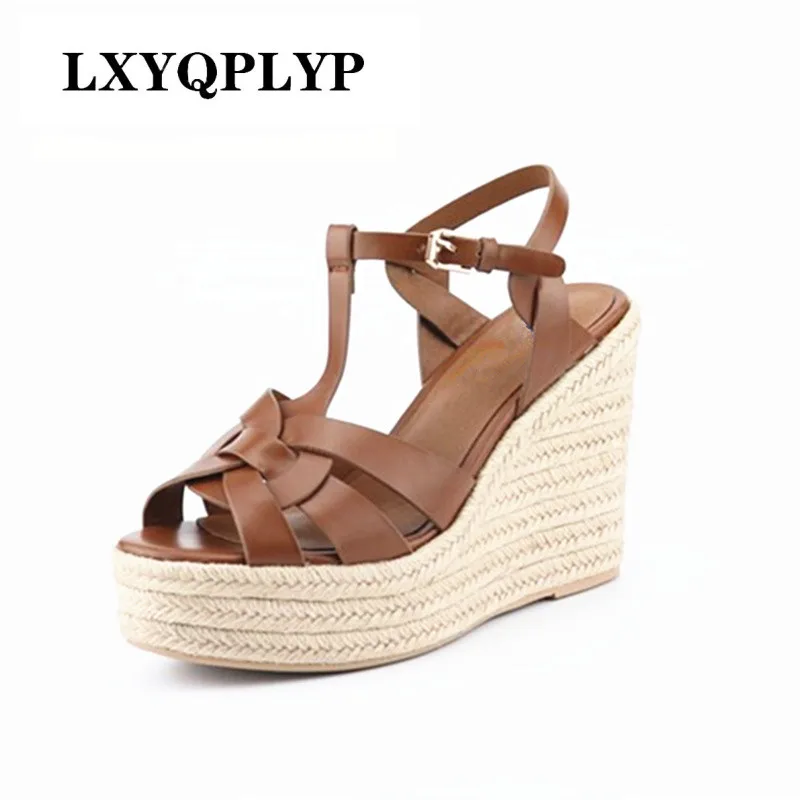 

Roman Style Wedge with Women's Sandals Feet Nude with Fish Mouth Women's Shoes Rubber Sole Sexy Sandals for Women 2020