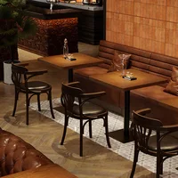 Retro Bar Dining Table and Chair Combination Booth Table Chair Dining Table Western Restaurant Bar Table and Chair 4