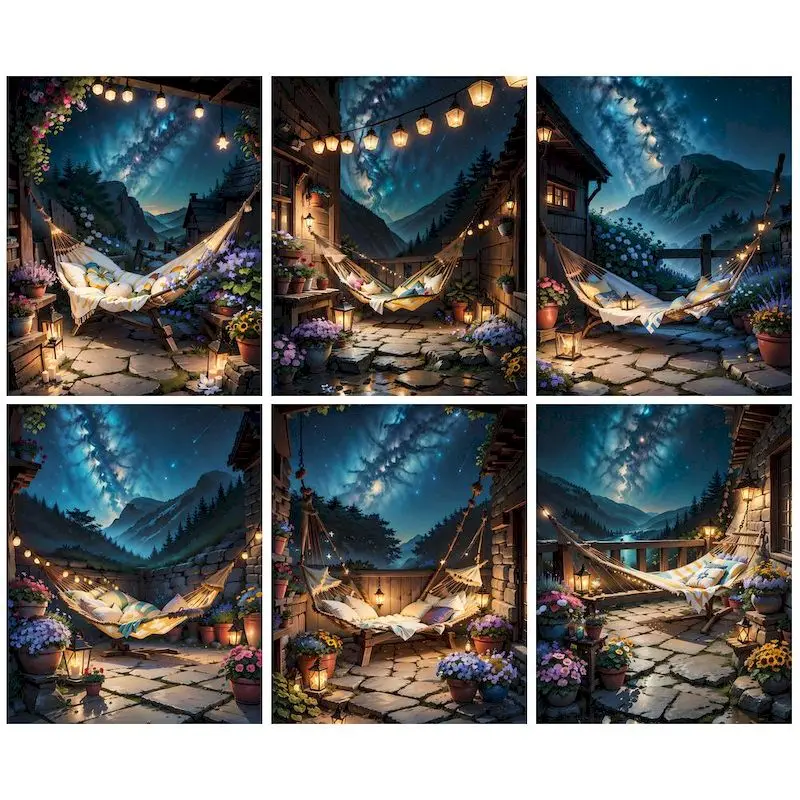 

CHENISTORY Diy Picture By Number Backyard Lounge Chairs Kits Home Decor Oil Painting Landscape Drawing On Canvas Art Gift