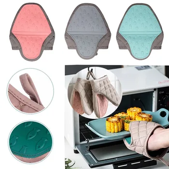 Universal Silicone Anti Scald Oven Glove Fish Shaped Thickened Insulation Gloves BBQ Mitts Tray Dish Bowl Holder Baking Supplies
