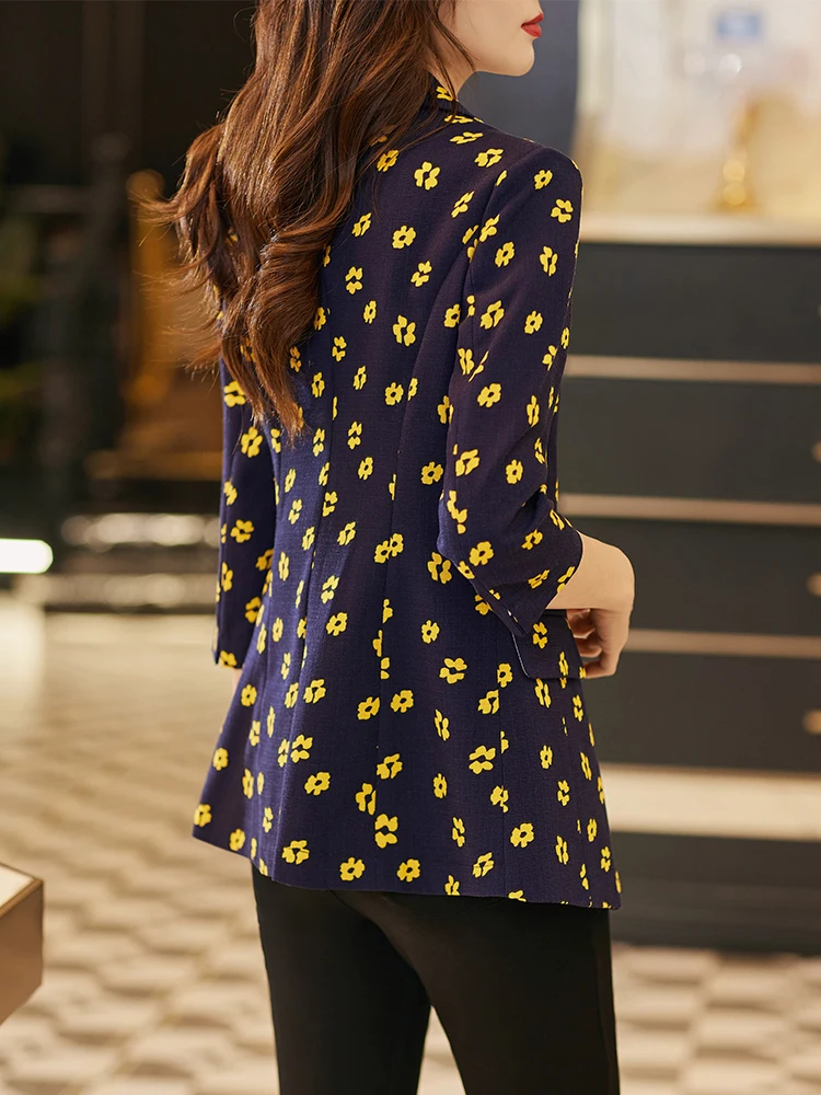 Women Half Sleeve Summer Spring Blazer Ladies Navy Black Single Button Female Formal Jacket women clothing