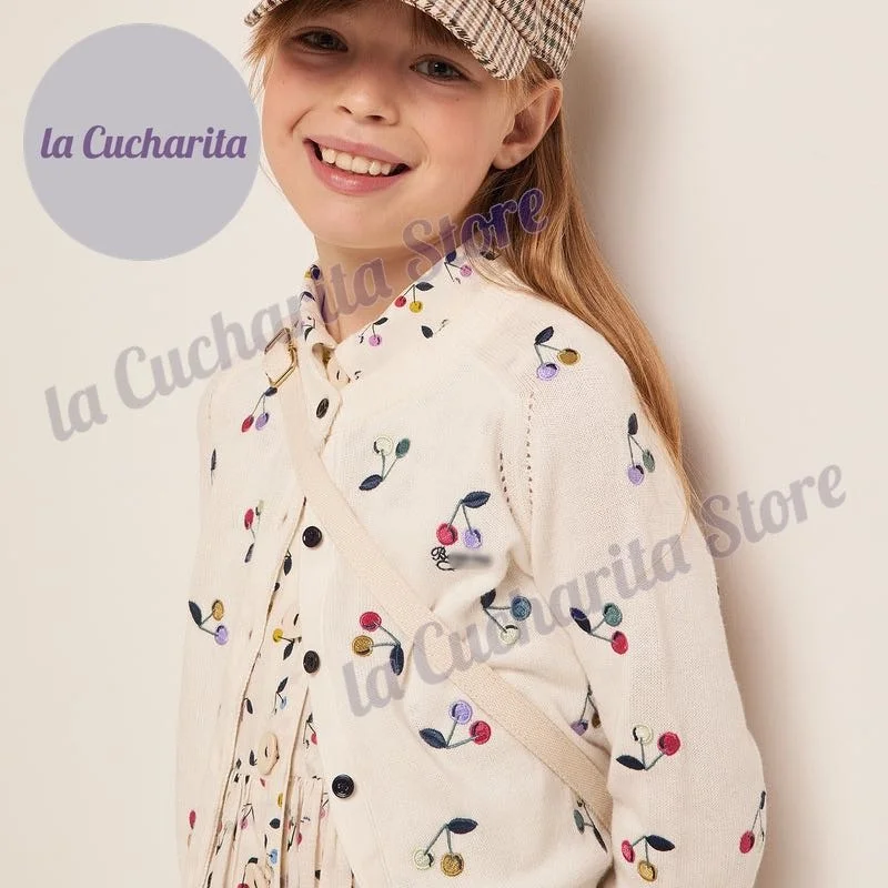 

Presale Spring Cardigan For Girls BP 2023 Cherry Stitch Baby Luxury Embroidery Kids Clothes Autumn Cotton Cardigan For Girls