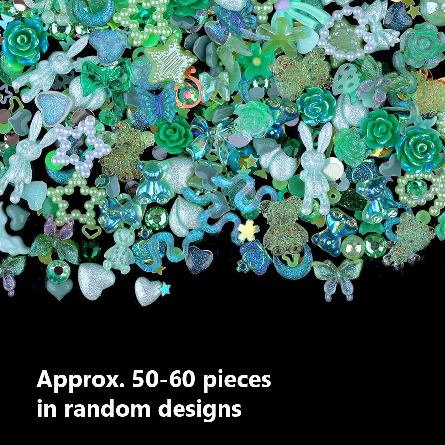 50 Stück Leuchtende Gemischte Harz-Rosenblüten Nagelkunst-Charms Bären- und Hasenperlen DIY für Maniküre Handy-Dekoration Bastelbedarf – Detail 14