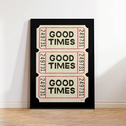 Retro Good Times Ticket Bar Cart Motivational Wall Art Canvas - 40x60cm No Frame (G1108-1)