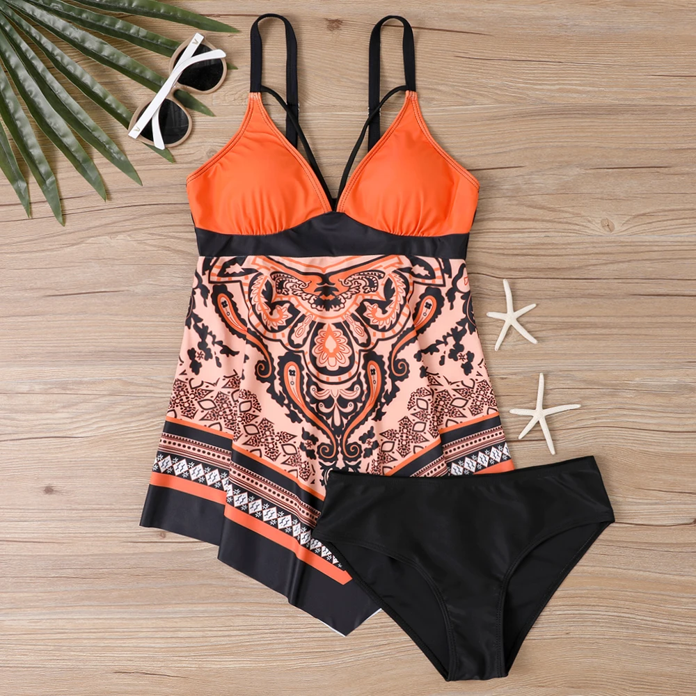 2023 Summer Fashion Comfort Beachwear New Women's High Waist Swimsuit New Design Printing Swimsuit Two Piece Set Bikini Set