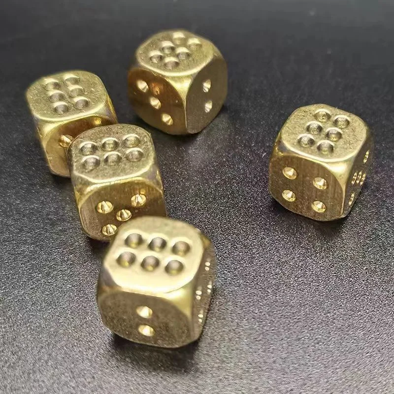 2Pcs 15mm Metal Dice Brass Gold Color High Quality 6 Sided Dice Brass dice hand polished Stress Relieving Toys For Adult 3