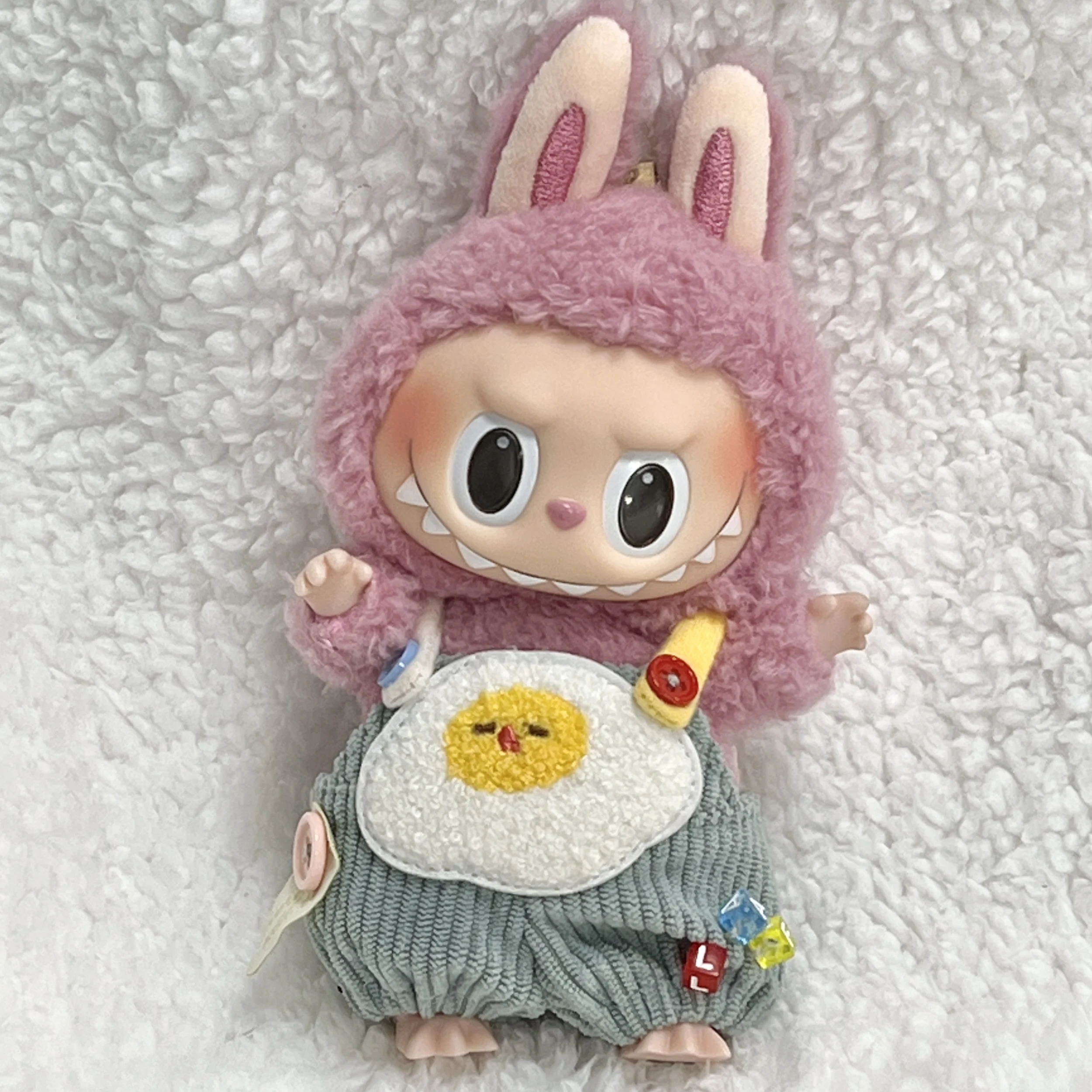 17cm Cute Mini Plush Doll'S Clothes Outfit Accessories Labubu Idol Dolls donut overalls Clothing DIY Kid Gift Strap Labubu Pants 5