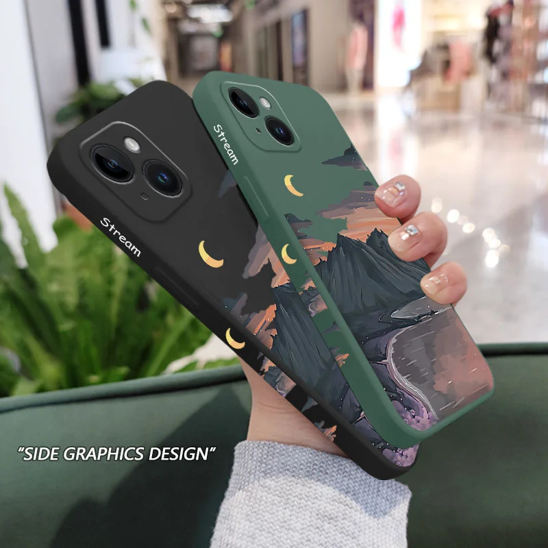 Elegant River-Inspired Silicone Phone Case - Timeless Design Cover