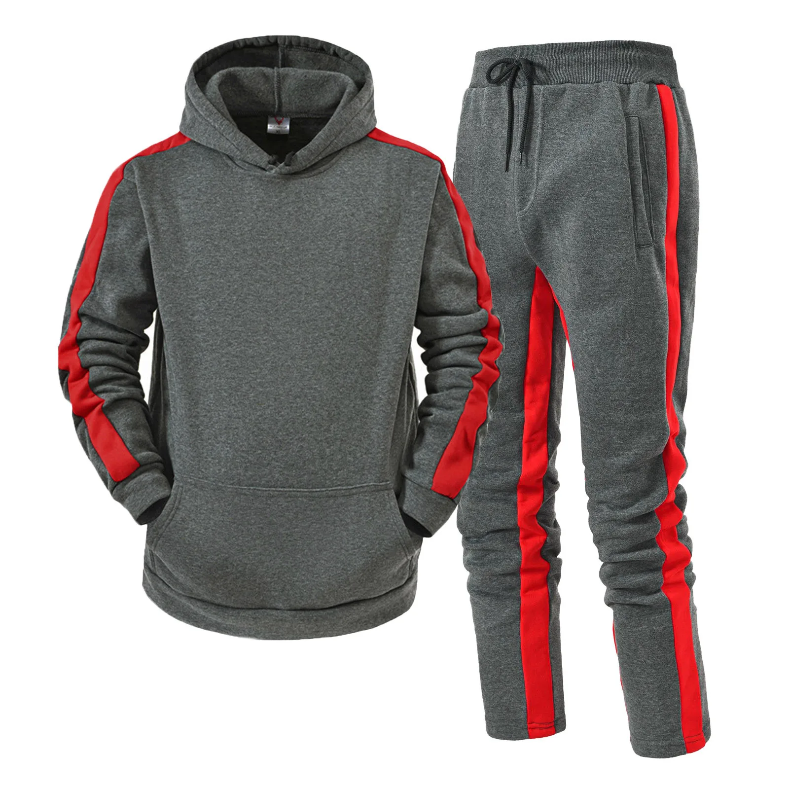 

Men's 2 Piece Tracksuit Color Block Sweatsuit Stripes Casual Winter Long Sleeve Warm Moisture Wicking Breathable Sportswear Suit