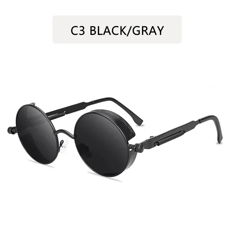 Steampunk Style Retro Round Sunglasses with Reflective Colorful Lenses