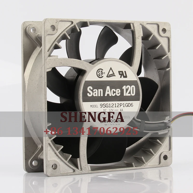 

SANYO Case Cooling Fan 9SG1212P1G06 DC12V 4A EC AC 12CM 120X120X38mm 12038 Large Capacity Centrifugal Exhaust Industrial