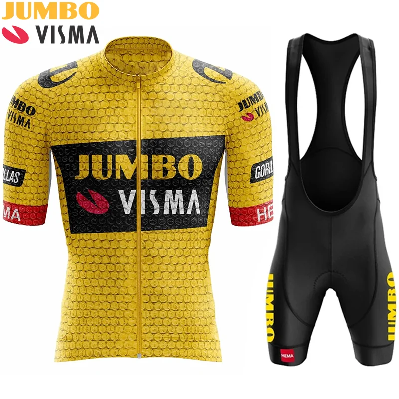 

2024 Pro JUMBO VISMA Cycling Jersey Set Men's Cycling Clothing Road Bike Shirts Suit Bicycle Bib Shorts MTB Wear Maillot Culotte