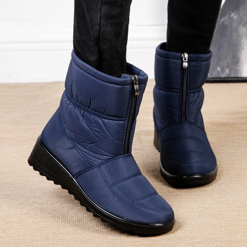 2023 Winter Shoes Waterproof Women Snow Boots Plush Warm Ankle Boots Woman Zipper Non Slip Warm Cotton Shoes Plus Size 35-43