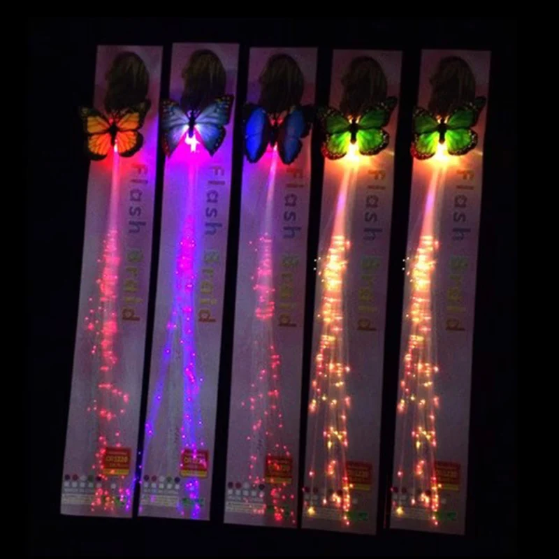 Glow Hair Braid Led Luminous Flower Hair Clip Light Up Butterfly Hair Clip Bar Decorazione Per Feste Forniture Giocattolo Glow In Dark