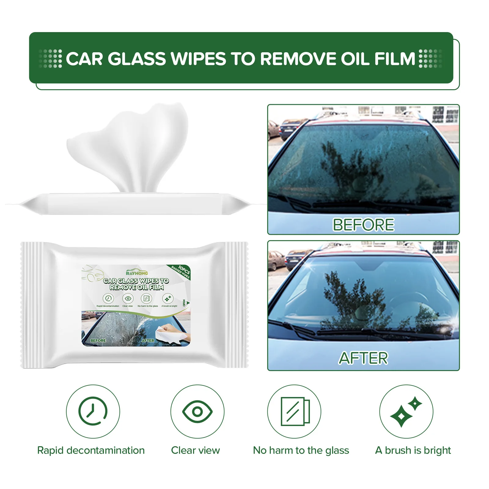  Car Glass Cleaner Wipes for Car interior Cleaning for