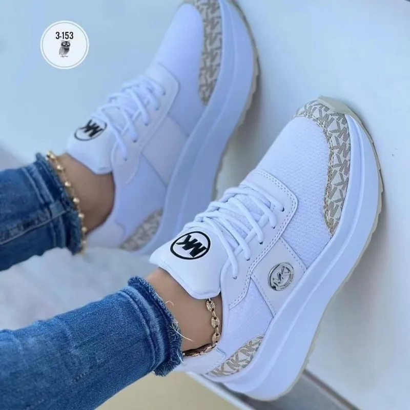 Casual Sports Shoes for Women Large Size Thick Sole Breathable Tennis Shoes Increase Height White Sneakers Free Shipping 2024