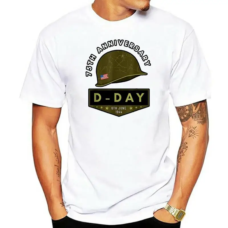 

Рубашка д-Дэй, день 75-летия, мемориальная футболка Второй мировой войны, топы с бесплатной доставкой, футболка