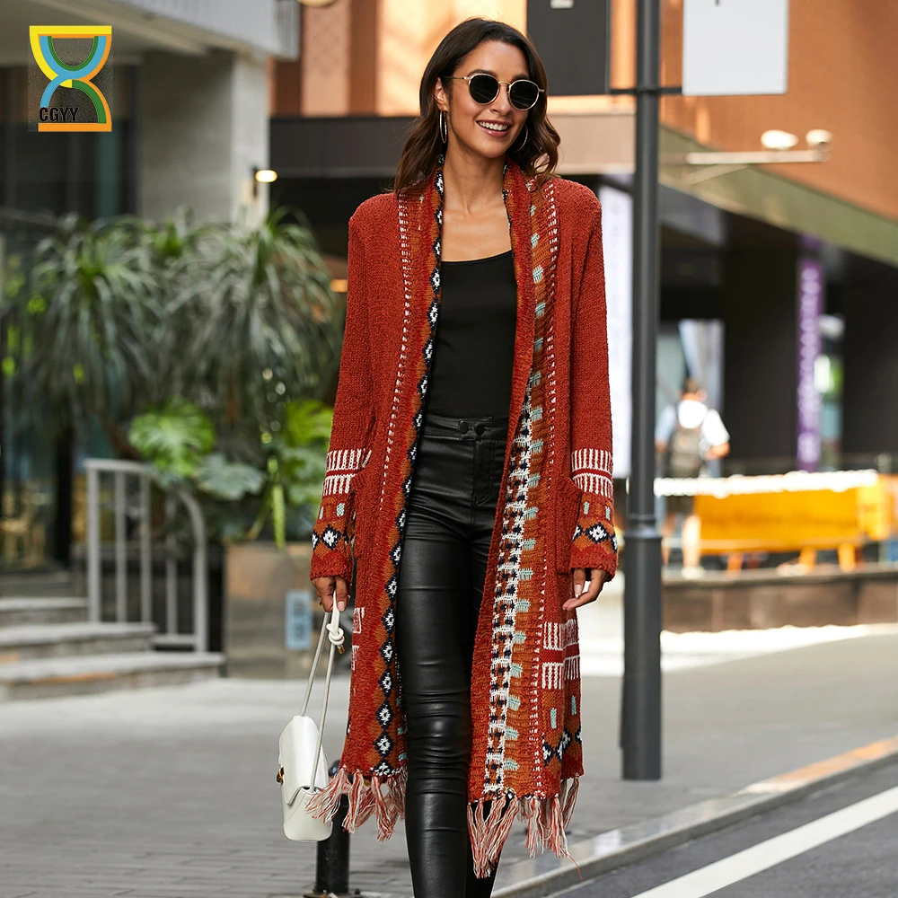 Sweater Cardigans Fringe | Women Cardigan Red Pattern | Boho Sweaters  Cardigans - 2023 - Aliexpress