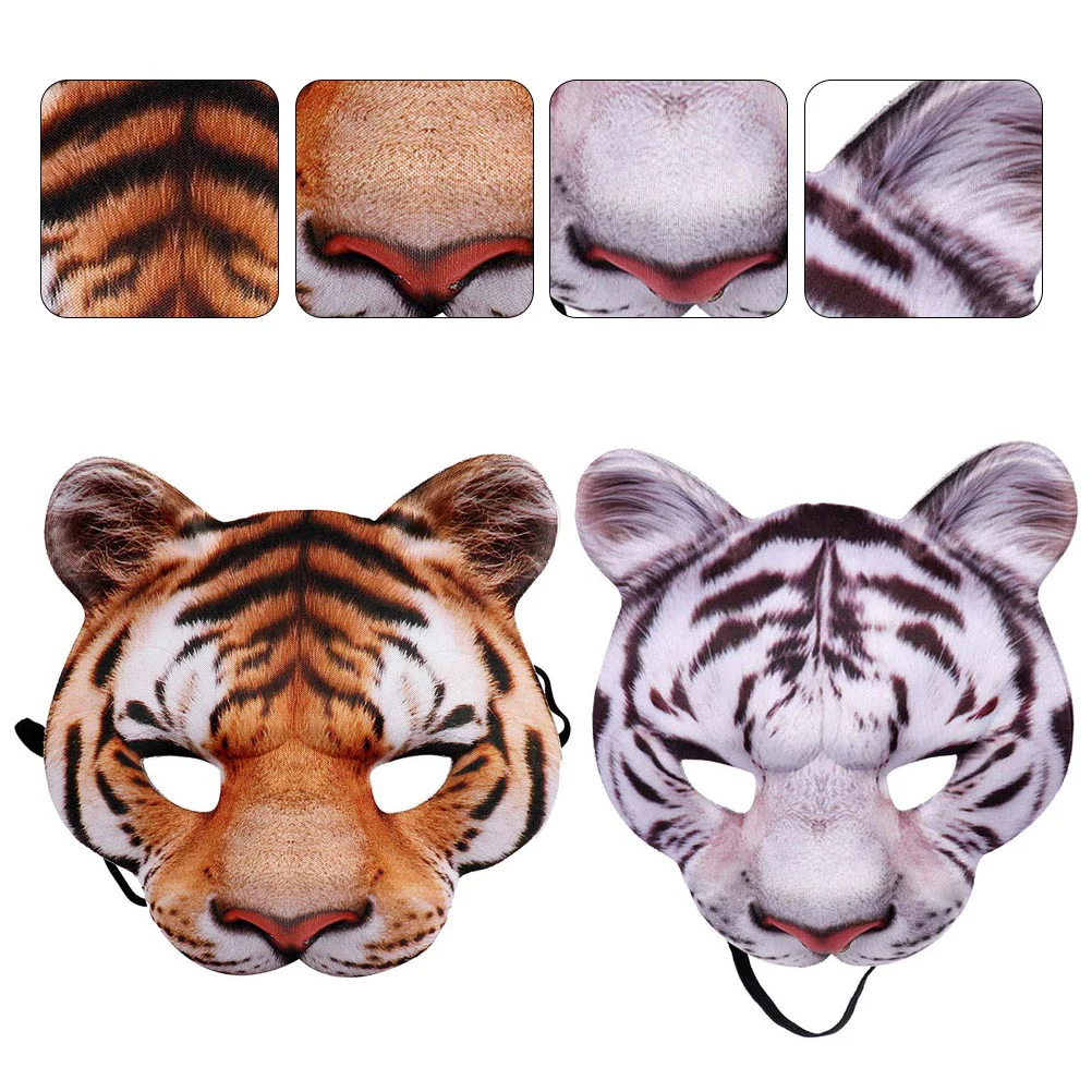 Tiger Headgear Creepy Face Cover Tiger Cosplay Face Cover Party Headgear Prop Halloween Dog Dress Up knowu crossdress femalemask with eyes halloween headgear cosplay mtf transgender silicone sissy