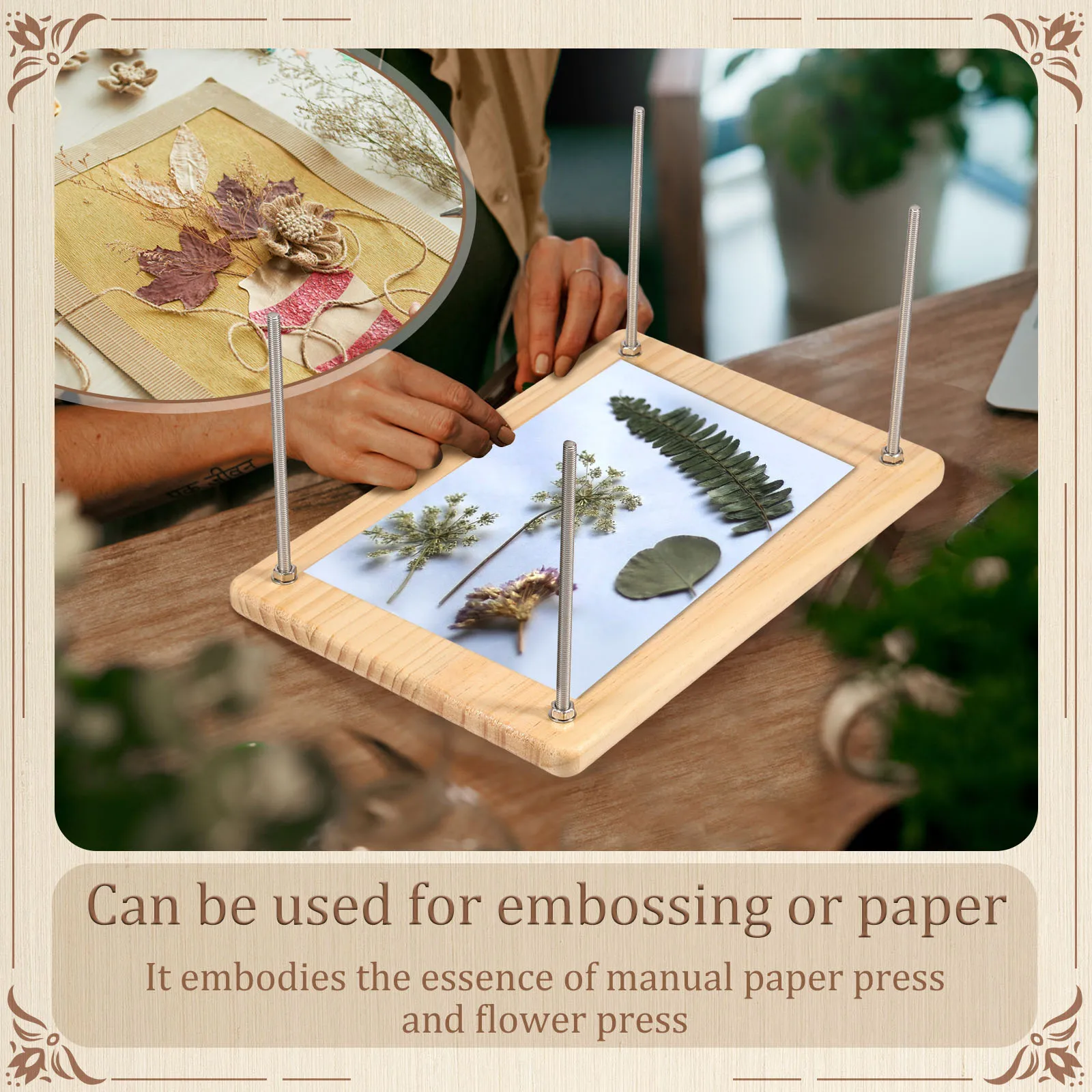 Book Press Bamboo Wood Book Binding Press Portable Paper for Bookbinding Practical Binding Tools for Craft book binding press