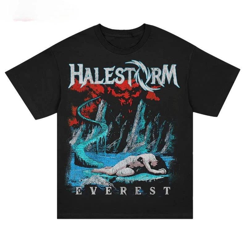Halestorm Storm Band Hard Rock Punk American Vintage Streetwear Lockeres, kurzärmliges Herren-T-Shirt aus Baumwolle