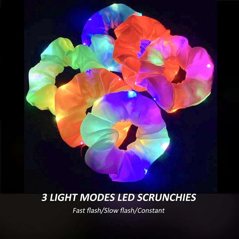 Luminous Hair Scrunchy 1/10 Pcs LED Glowing Hairband Girl Light Up Hair Accessories Birthday Party Headwear