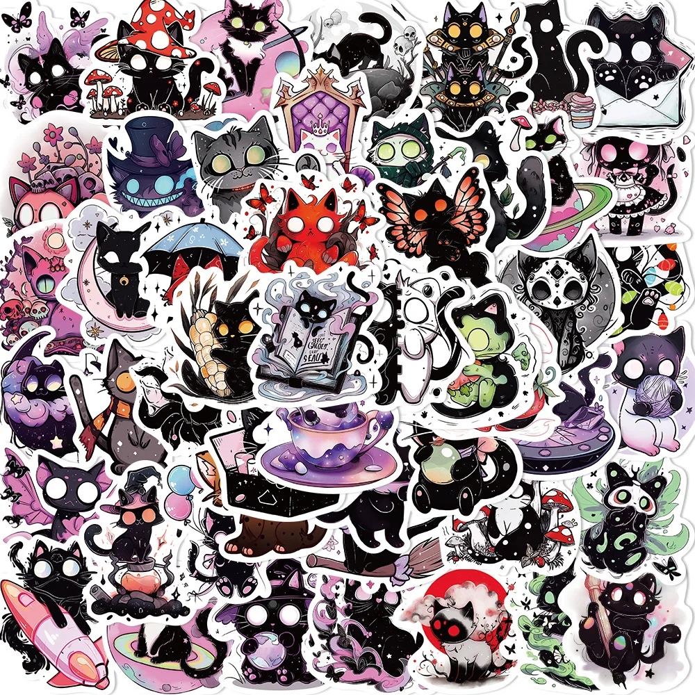 

10/30/50PCS Cartoon Alarmed Panicky Cat Sticker DIY Album Diary Decorate Stationery Scrapbooking Waterproof Stickers