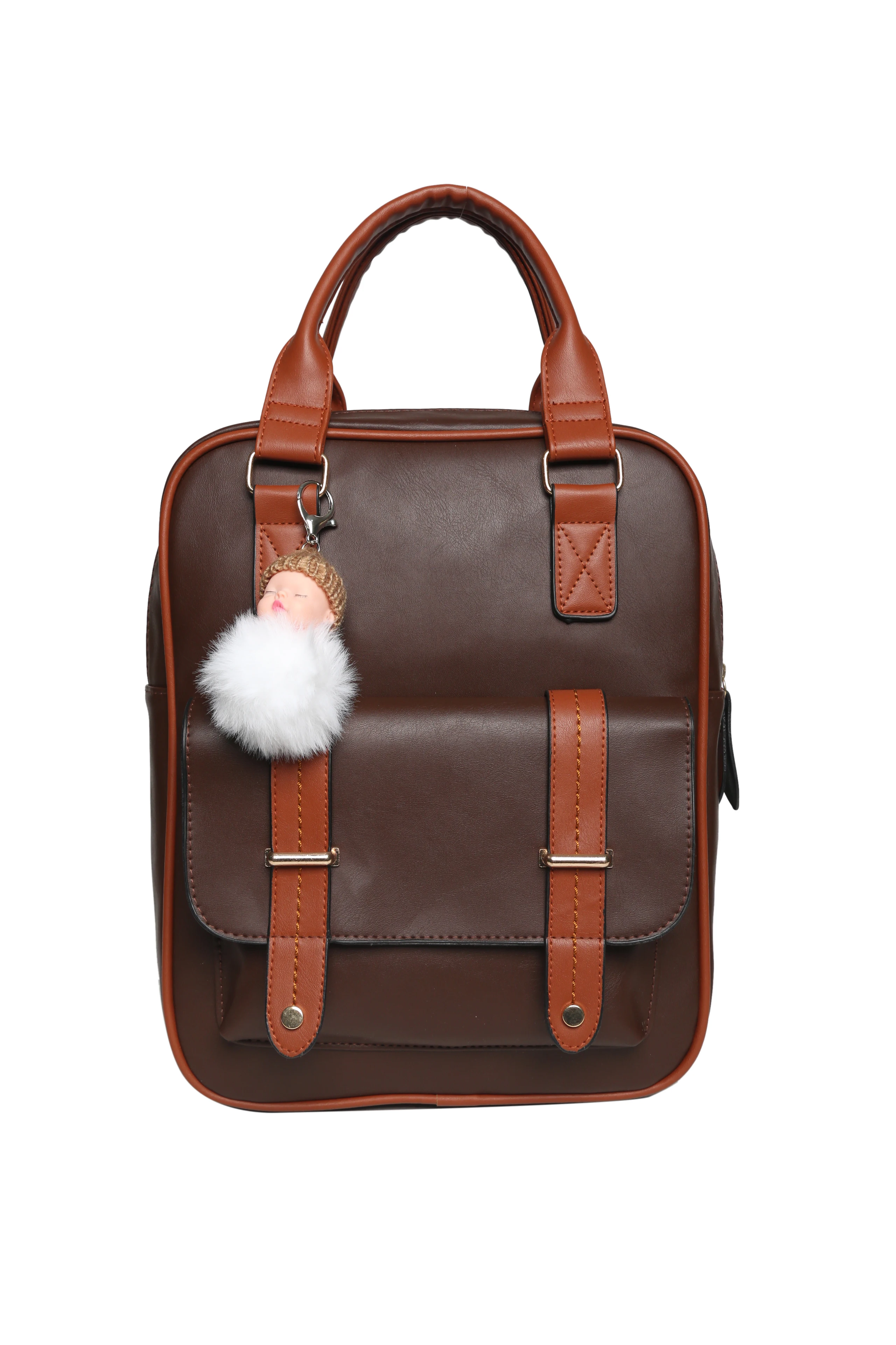 2022 Large Capacity Solid Color Backpack High Quality Leather Shoulder Bag Women Famous Designer Bags New Plush Pendant Backpack 