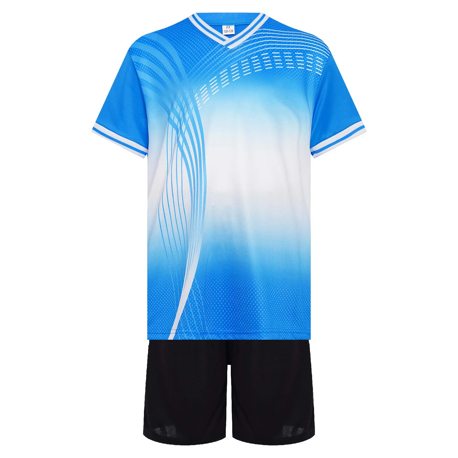 بدلة رياضية للأطفال الأولاد سريعة الجفاف، ملابس تدريب كرة القدم، تي شيرت أنيق مطبوع بأكمام قصيرة مع شورت يناسب الملابس الرياضية
