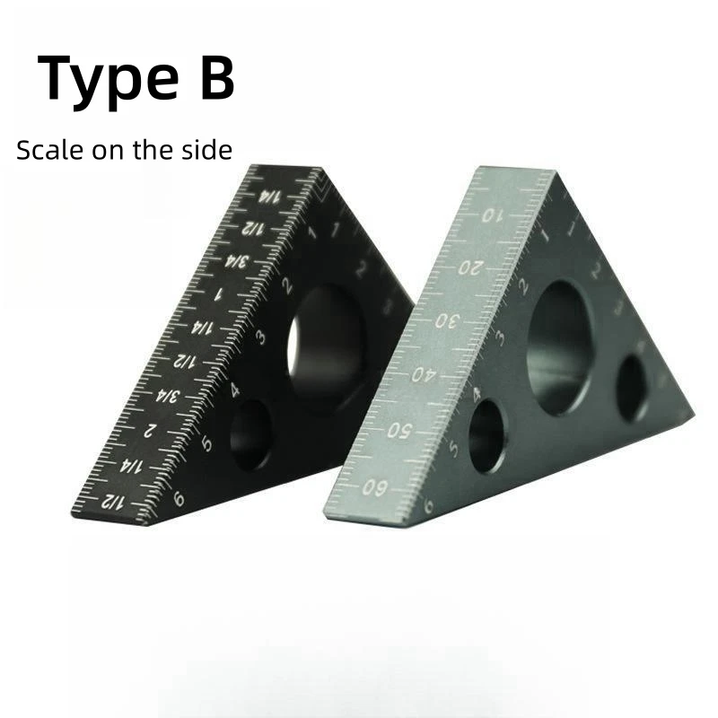 Woodworking Tools Right Angle Ruler Triangle Ruler Aluminum Alloy 45/90 Degree Frosted Right Angle Gauge Woodworking Ruler
