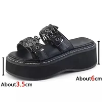 Metal Decoration Women Slippers Designer Summer Sandals Buckles Vampire Cosplay Platform Black Gothic Shoes for Women Slippers - Image 5