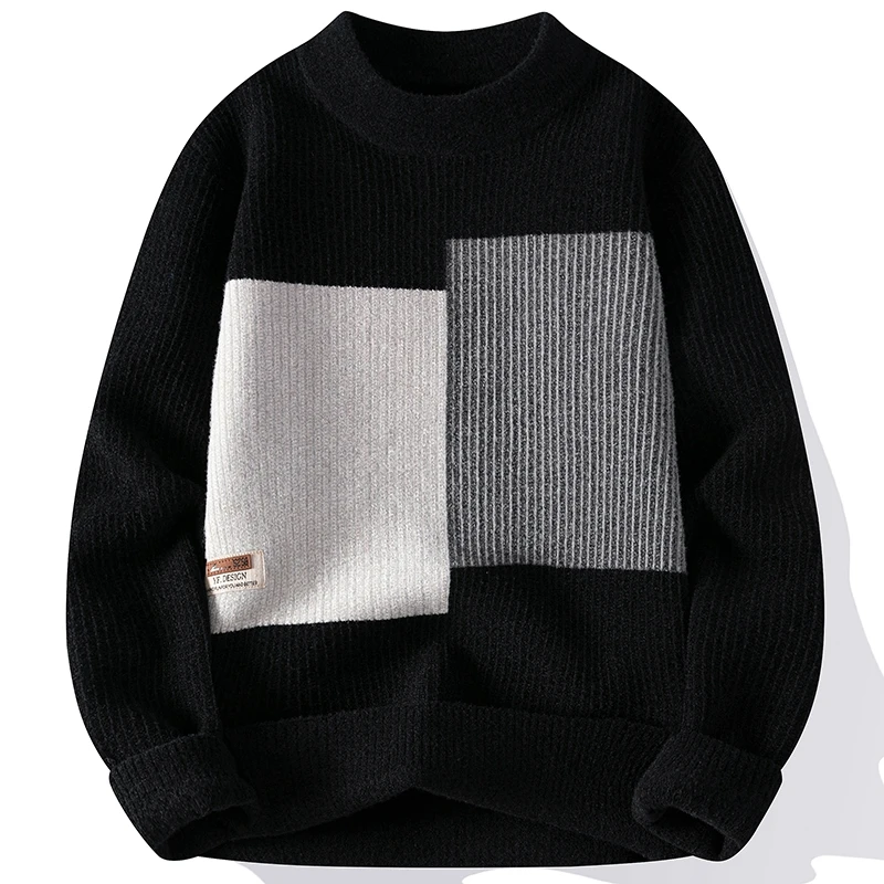 thumbnail image 1 of Suéter de cachemira de lujo de alta gama para hombre, nuevo jersey de cuello alto de invierno, suéteres gruesos y cálidos, jersey de Navidad para hombre a la moda, 1 of 4