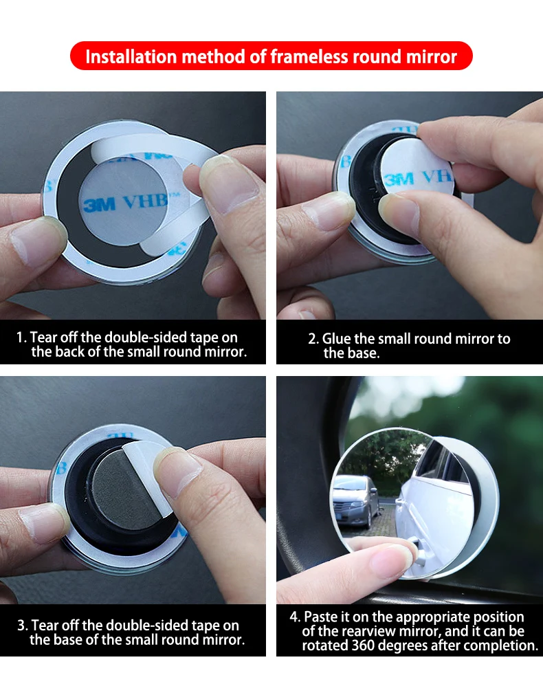 2pcs Car Rear View Mirror Convex Blind Mirror Blind Zone Additional Mirrors Car Dead Angle Blindspot Roadway