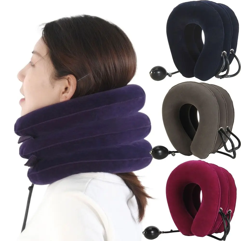 Adjustable Inflatable Neck Stretcher 3-layer Foldable Cervical Traction Device Comfortable Spine Alignment Neck Traction Pillow